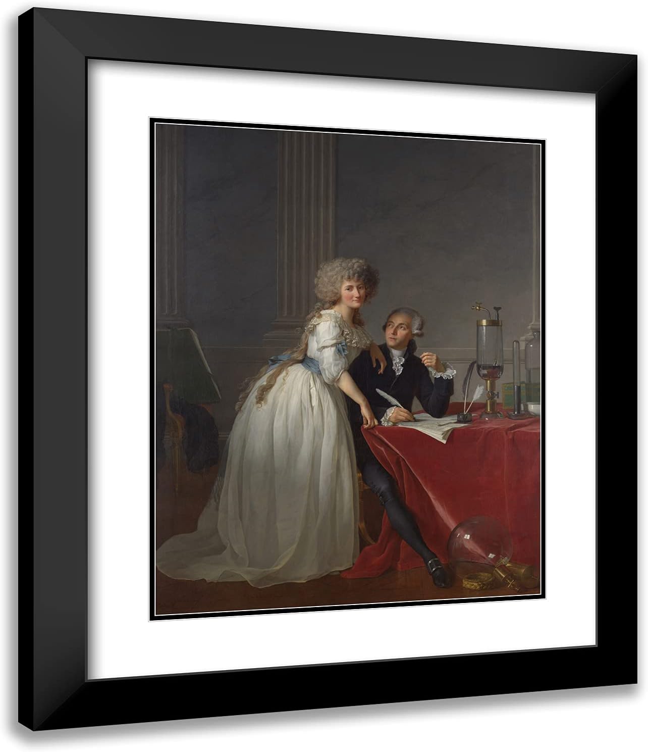 ArtDirect David, Jacques-Louis 20x24 Black Modern Framed Art Print with Double Matting Titled: Antoine Laurent Lavoisier and His Wife Marie Anne Pierrette Paulze