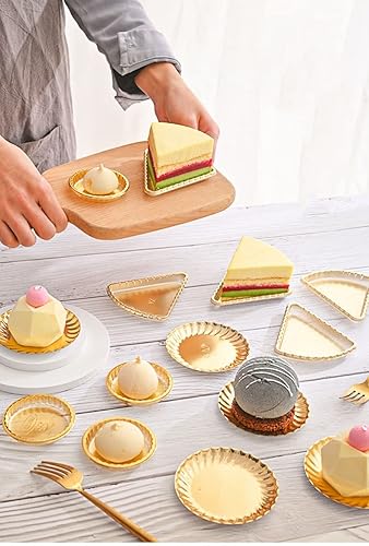 Miniatura 3 de Mini tableros para pasteles de 2.4 pulgadas, 100 piezas, cartón desechable dorado con base recubierta a prueba de grasa, perfecto para decoración de