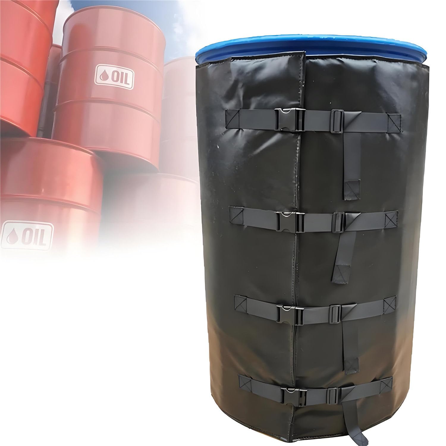 MRVAKDYDI Oil Barrel Heating Blanket, Drum Heating Blanket for 200L/1000L Oil Barrel Waterproof Insulation 120℃/150℃ Multicolor(Black,120℃200L)