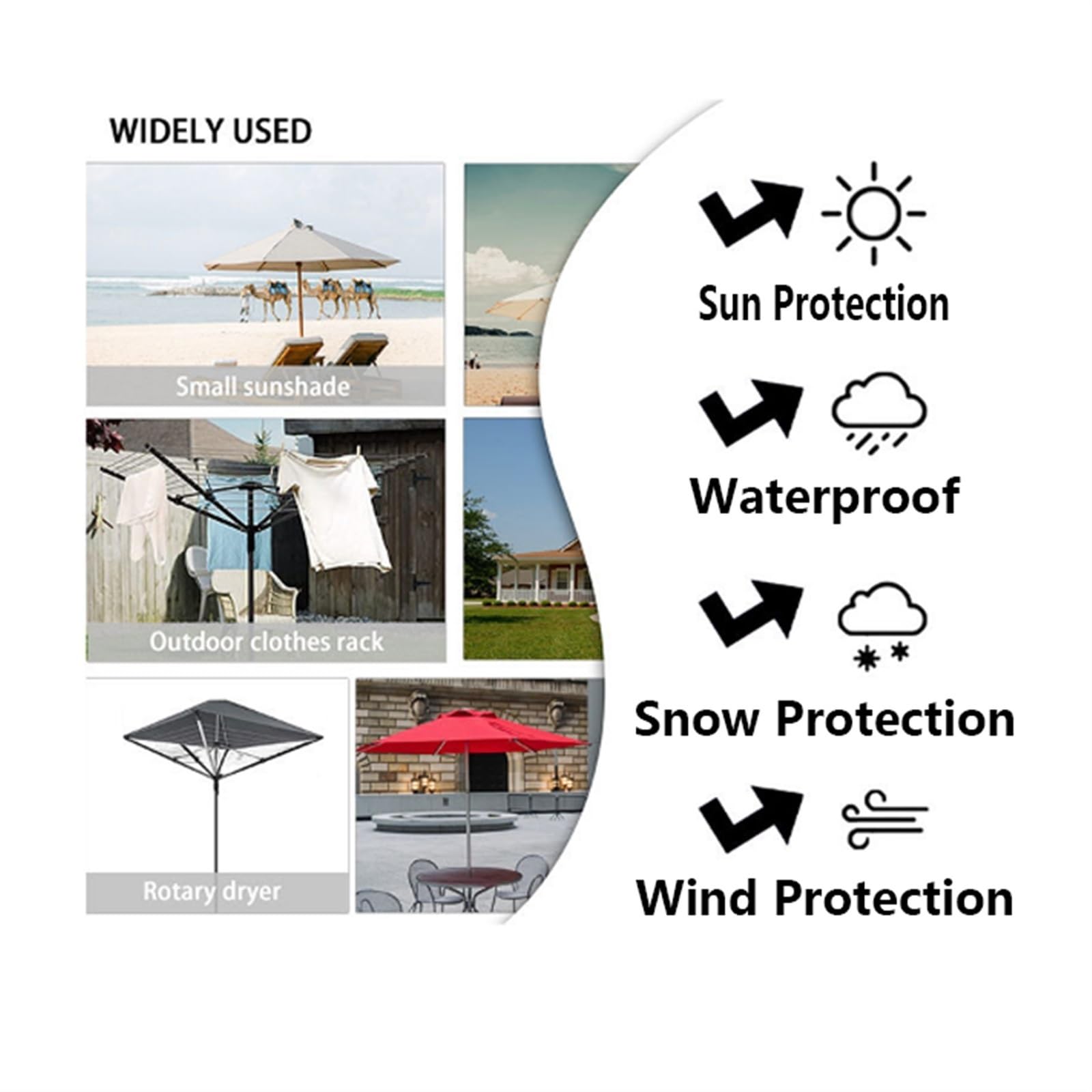 Rotary Dryer Cover Waterproof - Outdoor Washing Line Protective Cover, Black, 66x12 Inches - View #8