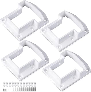 4 Pack 2" x 3.5" Vinyl Fence Stair Rail T-top Bracket Kit with Screws Porch and Deck Railing Bracket Parts Set for Decking Railing