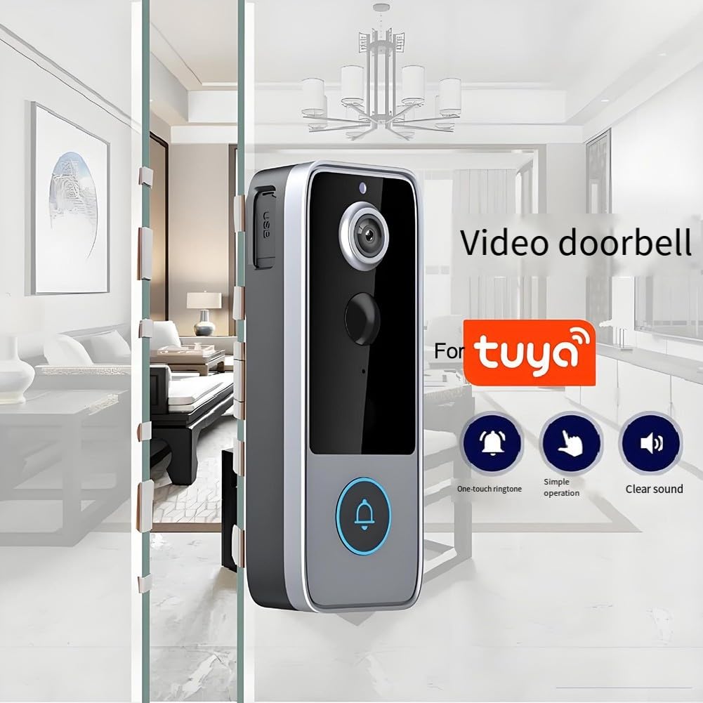 Timbre inalámbrico Inteligente para casa, cámara de vídeo 1080P, Timbre con Alarma de Movimiento y Monitor de Puerta con intercomunicador