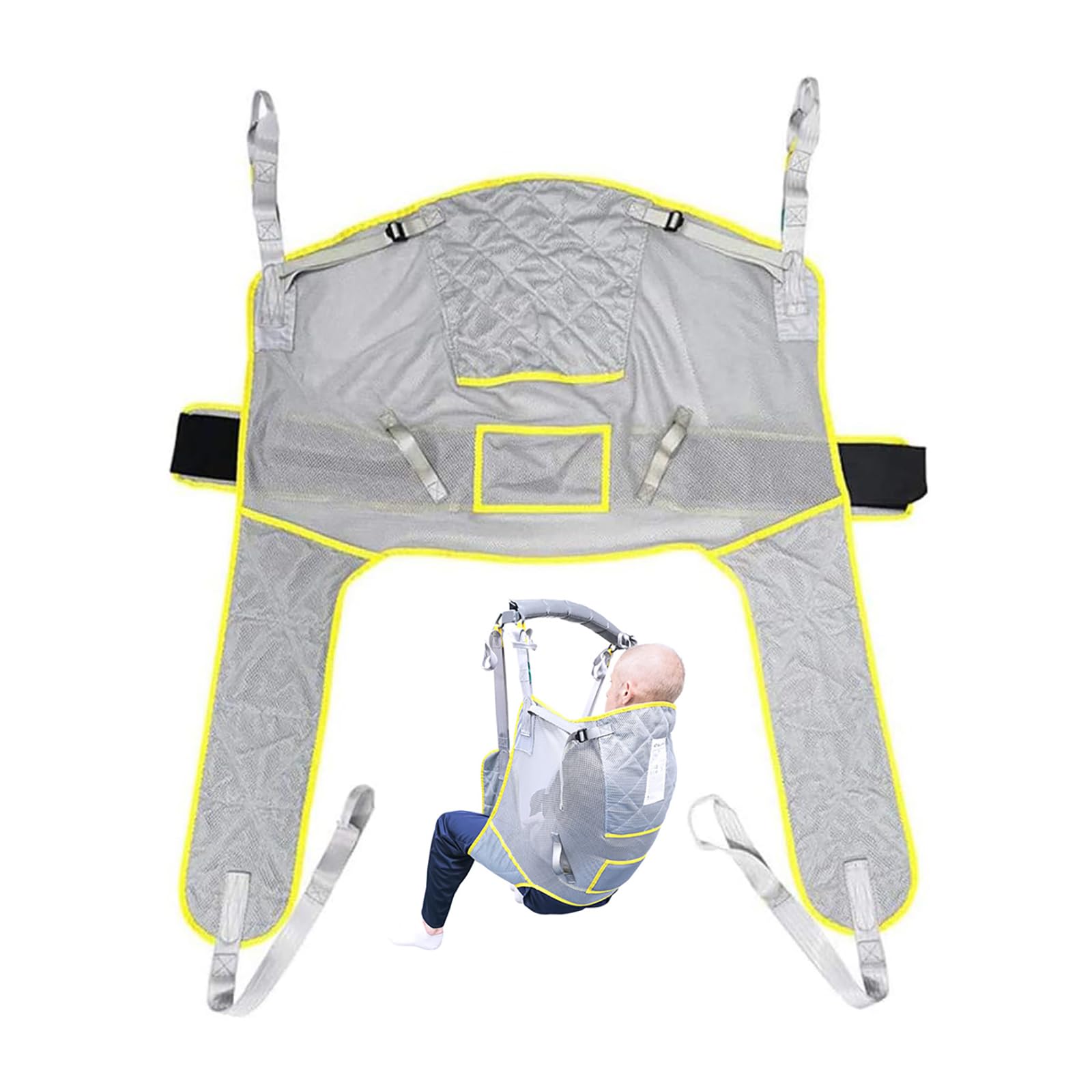 Cinturón De Transferencia para Grúa De Pacientes, Arnés Portátil con 4 Puntos De Sujeción, Capacidad De Carga De 230 Kg Y Altura Ajustable, Fácil De Limpiar, para El Traslado De Personas