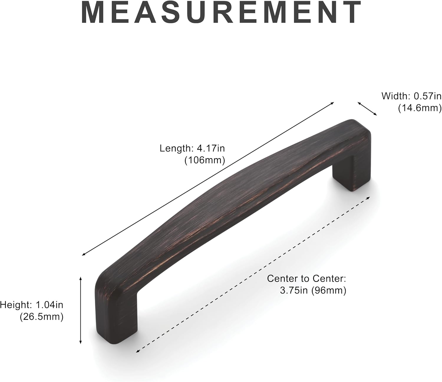 HESTIA HARDWARE 10 Pack 3 3/4 Cabinet Pulls Oil Rubbed Bronze Cabinet Pulls | 3.75 Inch Hole Center Handles for Cabinets, Vintage Cabinet Handles, Oil Rubbed Bronze Drawer Pulls(Z26.96mm.10.O)