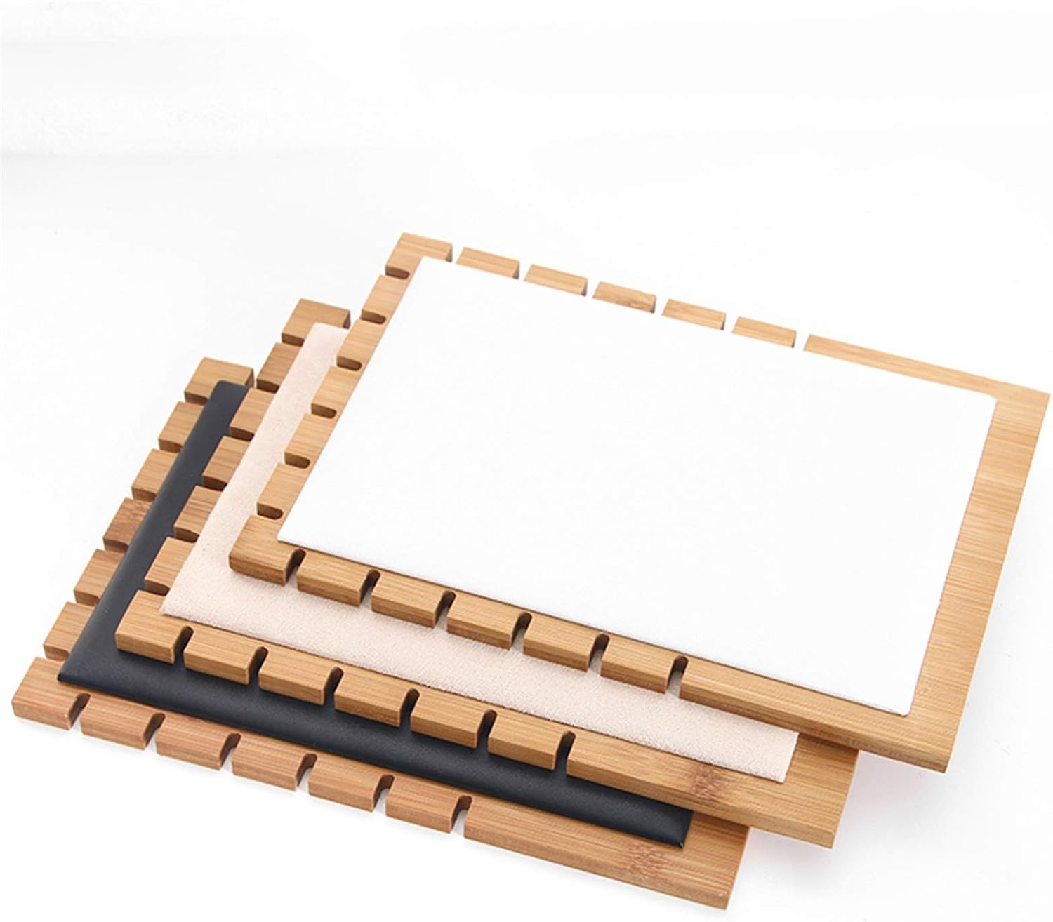Jewelry Box Bamboo Plank Necklace Jewelry Display Stand Necklace Display Holder Necklace Storage Holder Jewelry Display Stand Set of 2 Jewelry Box Organizers (White) image 4