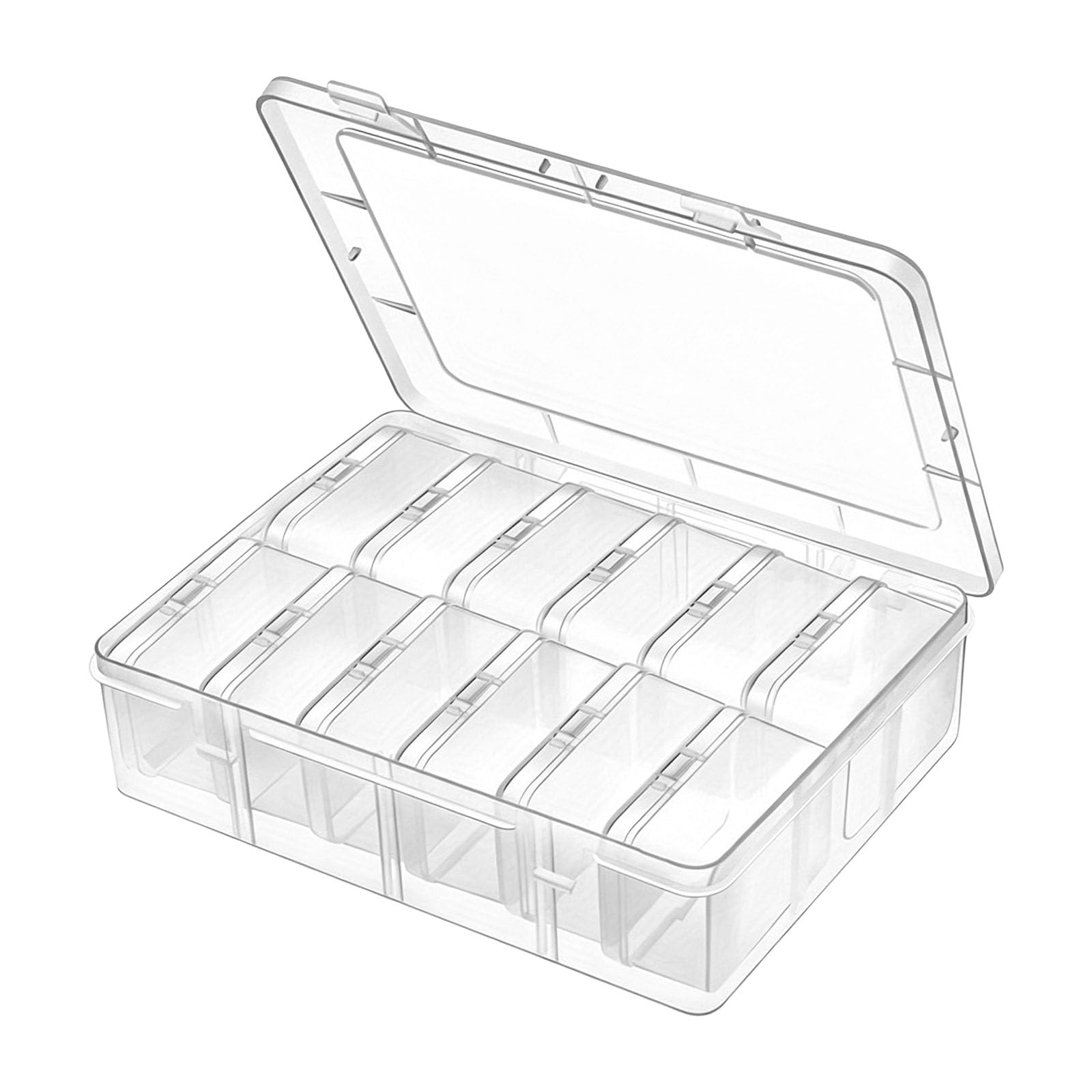 12 Compartment Clear Organizer Box with Hinged Lid, Bead Storage Case for Jewelry Making, Manicure, Craft Parts and Desk Supplies Small Craft Case Bead Holder Clear Container Sewing Notions Hobby