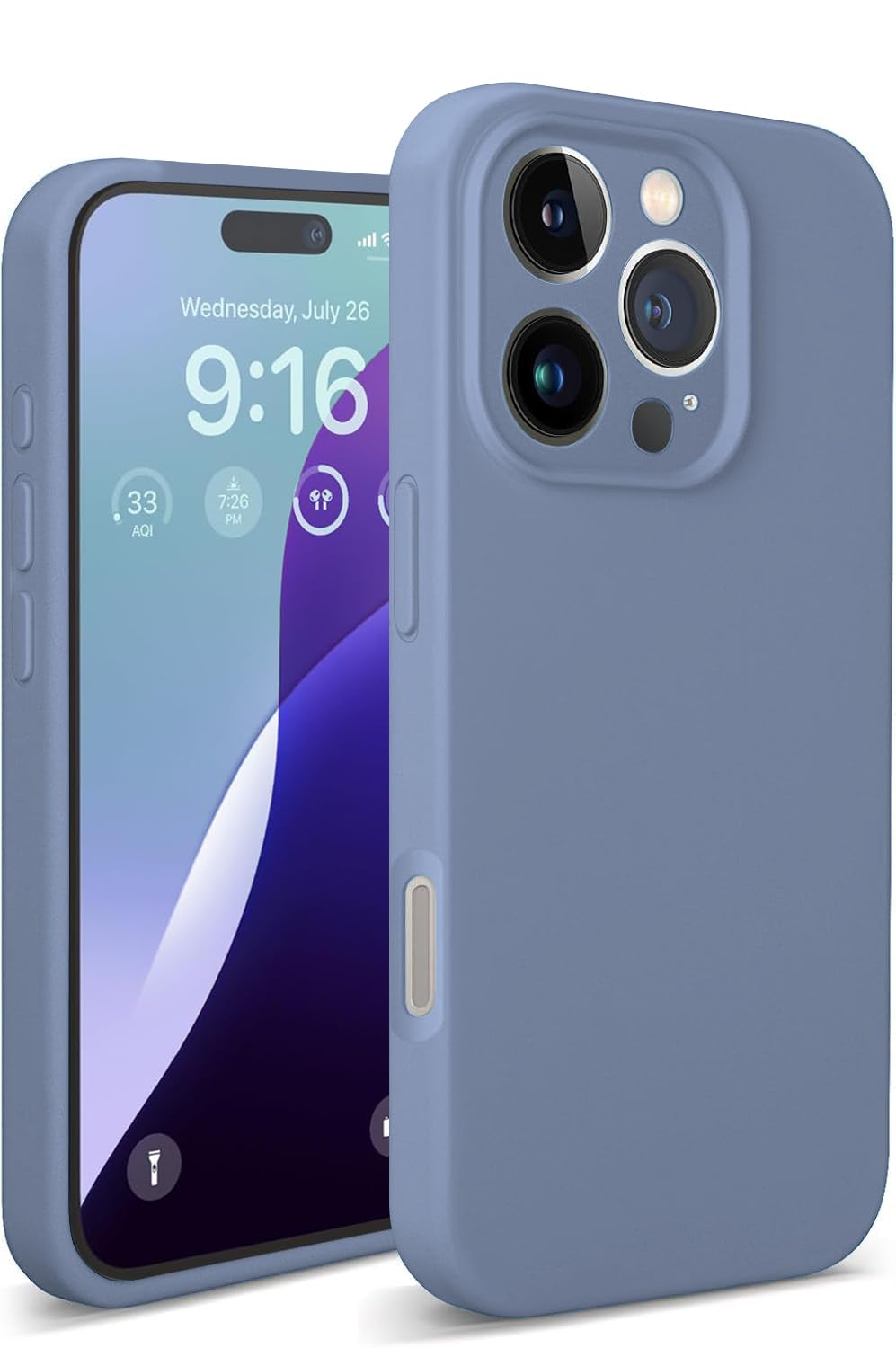 DIZORO Compatible for iPhone 16 Pro Max Case 6.9, Slim Liquid Silicone 3 Layers Full Covered Soft Gel Rubber Phone Case Pro Maxtective Cover 6.9 Inch - Lavender Grey