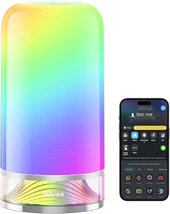 Govee RGBIC Smart Table Lamp 2, Touch Bedside Lamps Work with Matter, Alexa, LED Desk Light with Music Sync and 64 Scene Modes, Color Changing Lamp for Bedroom Decor, Living Room Dimmable Night Light