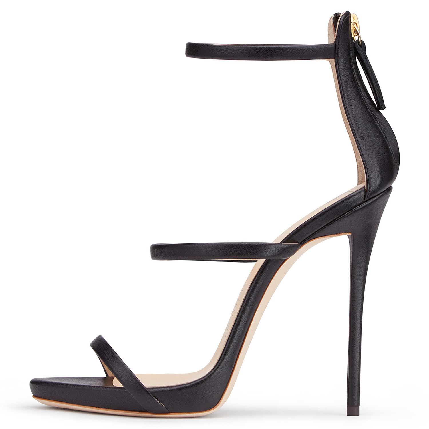Sandali con Tacco da Donna Tacchi Alti a Spillo con Cinturino alla Caviglia con Cerniera Posteriore Sandali Eleganti da Ballo Scarpe da Ballo per Feste ​,Nero,38