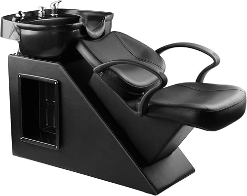 Miniatura 1 de Ainfox Silla de lavado con champú para peluquero de plástico ABS para lavabo de champú para spa y salón de belleza negro