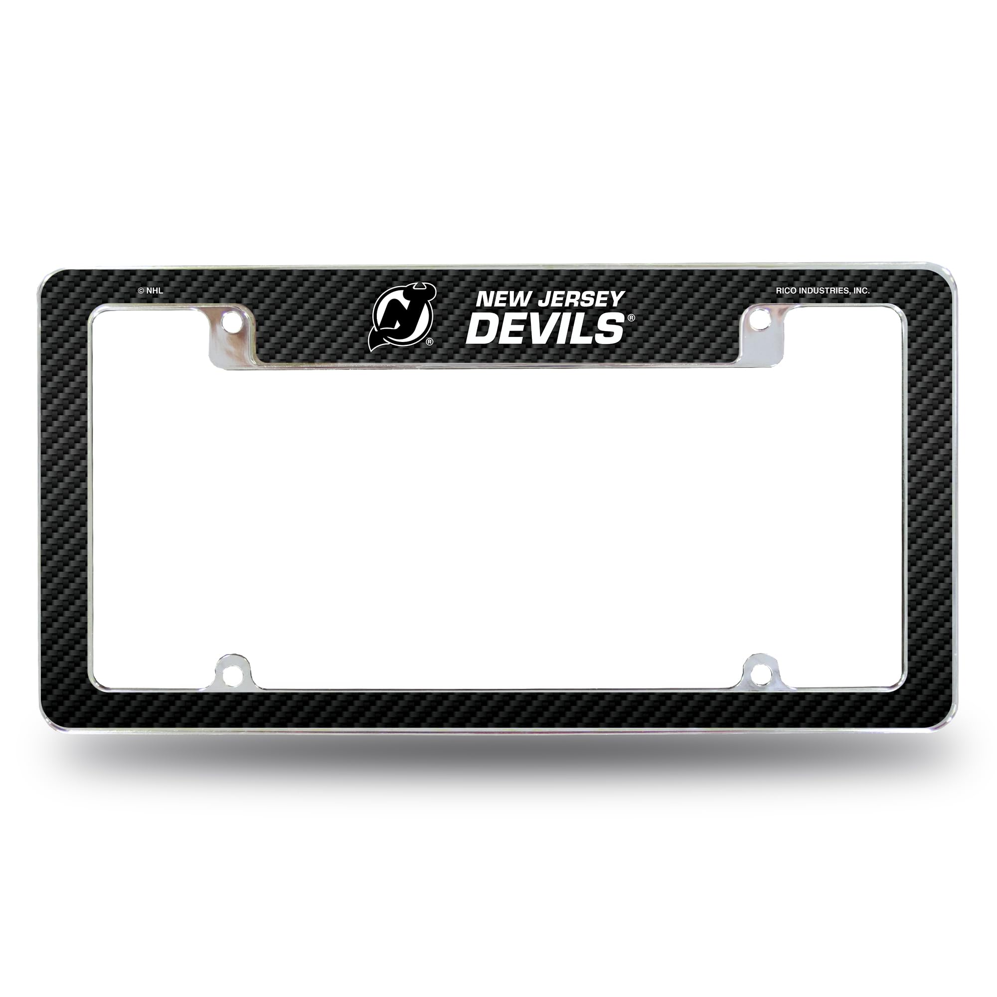Rico Industries NHL New Jersey Devils Black 12" x 6" Chrome All Over Automotive License Plate Frame for Car/Truck/SUV