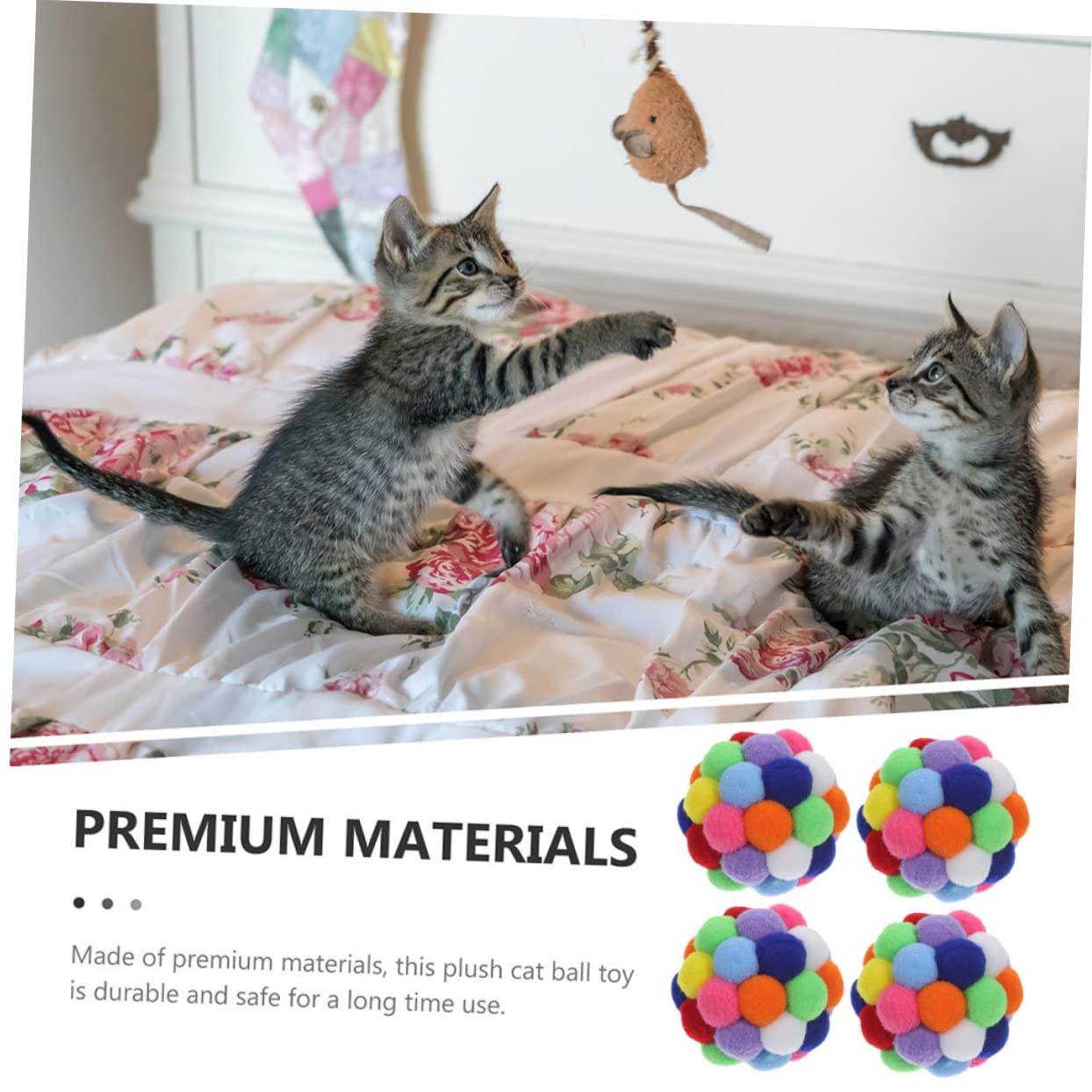 Abaodam 4pièces Balles à Gratter pour Chat Chaton avec Clochette pour Jeu Intérieur Jouet De Balle pour Animaux De Compagnie