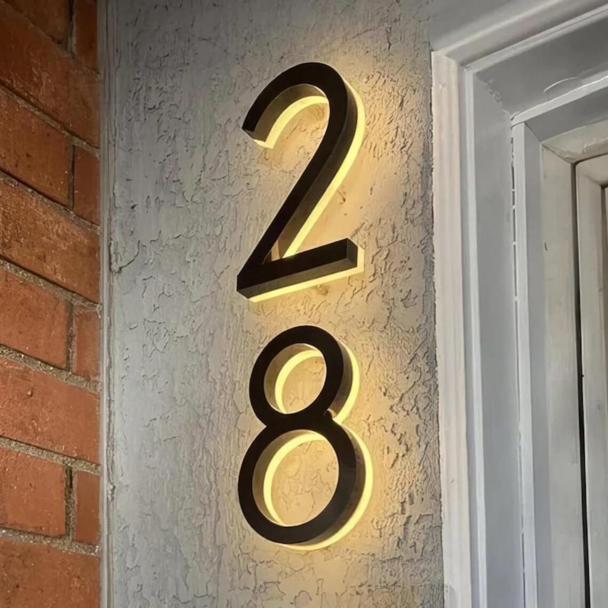 Targa con numero civico illuminato personalizzato, targa con numero civico a LED, moderna retroilluminata, decorazione per la casa all'aperto (argento, altezza 12,5 cm)