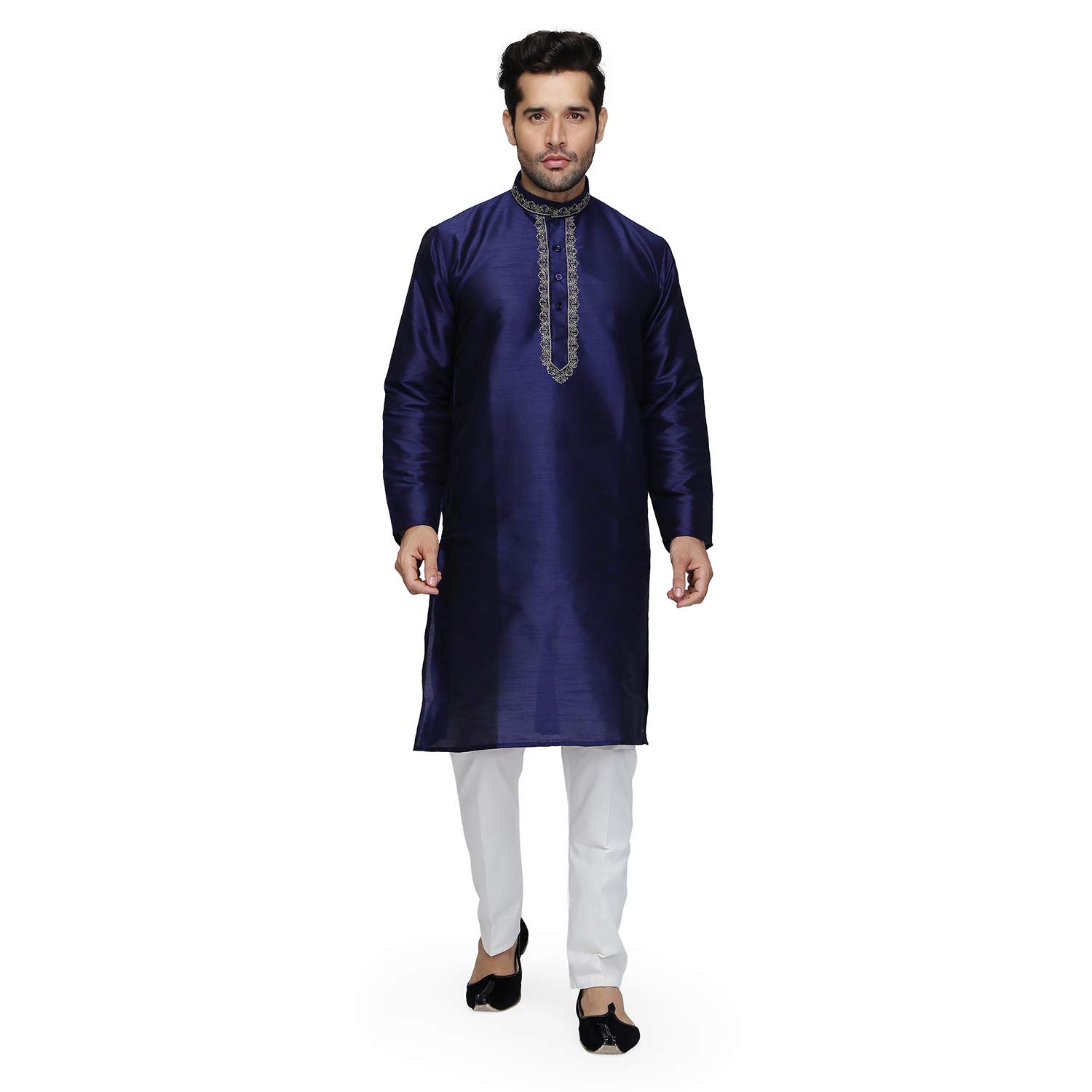 royal kurta Men's Embroidered Silk Kurta and Kurta Pyjama Set-picture-21