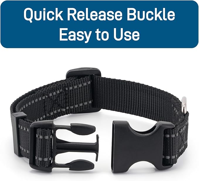 Collar Reflectante de Nylon para Perros Pequeños y Medianos, Negro M miniatura 4