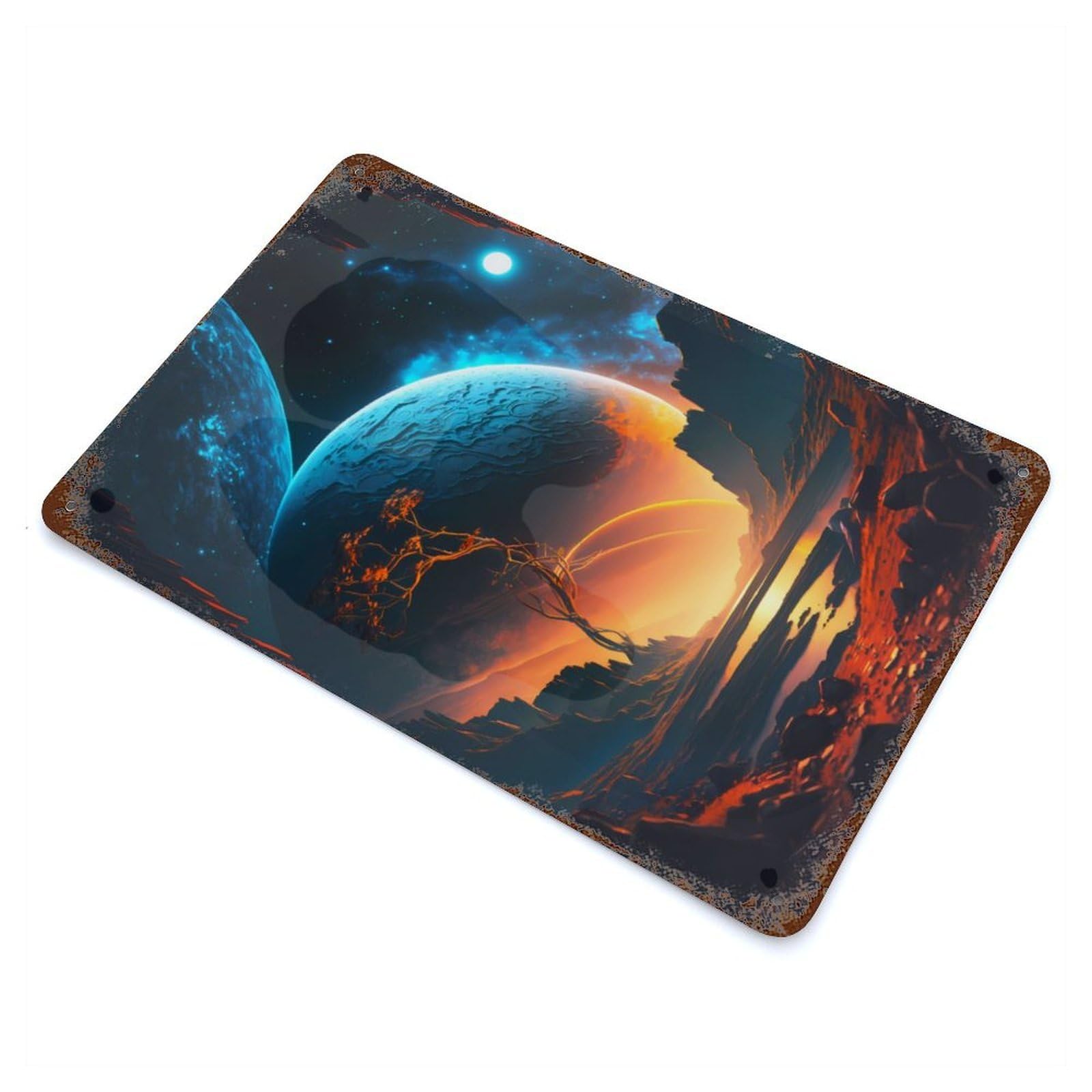 Twilight Cosmos Retro Metal Sign 11.8"x7.9", Vintage Wall Decor for Garage, Pub Or Kitchen