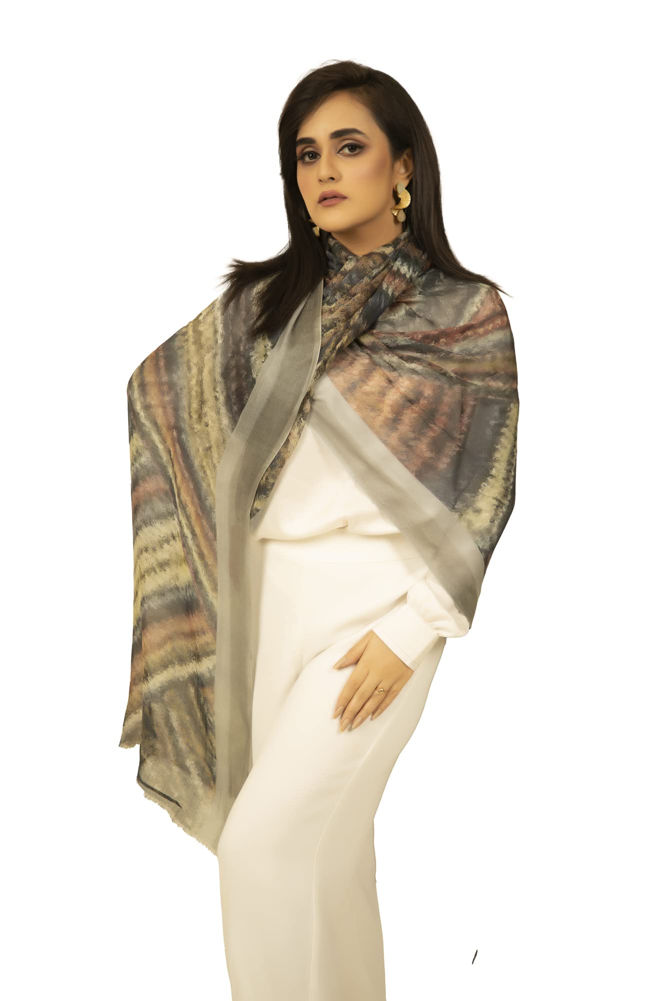 shal-é-pashm Womens' Multi Hued All Season Tensile Cotton -Bamboo Scarf, Casual Shawls, Stoles, Wraps-picture-25
