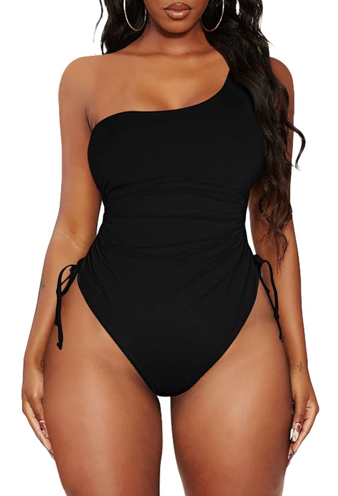 Viottiset Women's One Shoulder Ruched One Piece Swimsuit Viottiset Women's One Shoulder Ruched One Piece Swimsuit