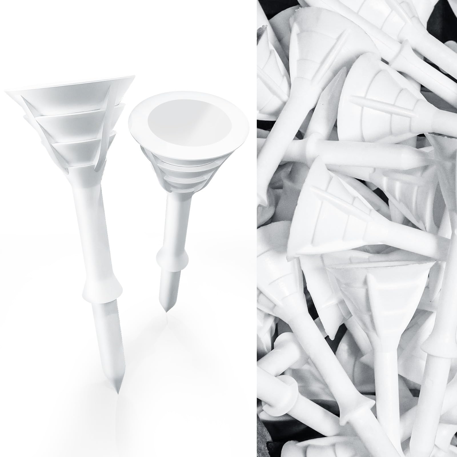 FINGER TEN Golf Tees Plastic Unbreakable Tee 3 1/4 Inch 12/24/60 Pack, Durable Stable Golf Tee 4 Colors Available for Practice