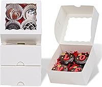 Vista 11 de RomanticBaking 20 piezas cajas de panadería elegantes de 6 x 6 x 2.5 pulgadas con ventana, ideales para galletas, fresas cubiertas de chocolate