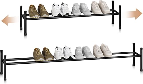 Miniatura 1 de STORAGE MANIAC Zapatero largo expandible, 6 pares de zapatero apilable de metal, estante ajustable para zapatos, organizador de zapatos