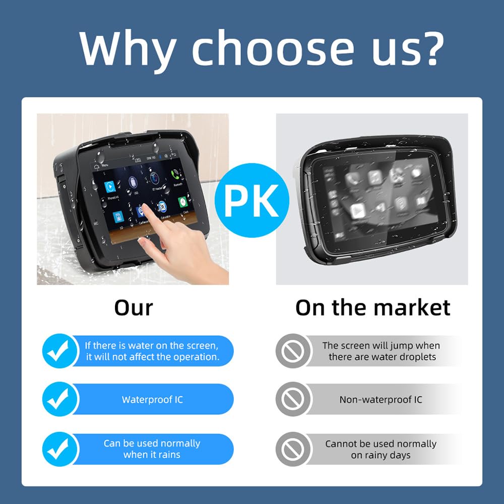 Android Auto Wireless Carplay Portatile Display 5 pollici IP65 Touchscreen GPS Navigation Dual Bluetooth Moto