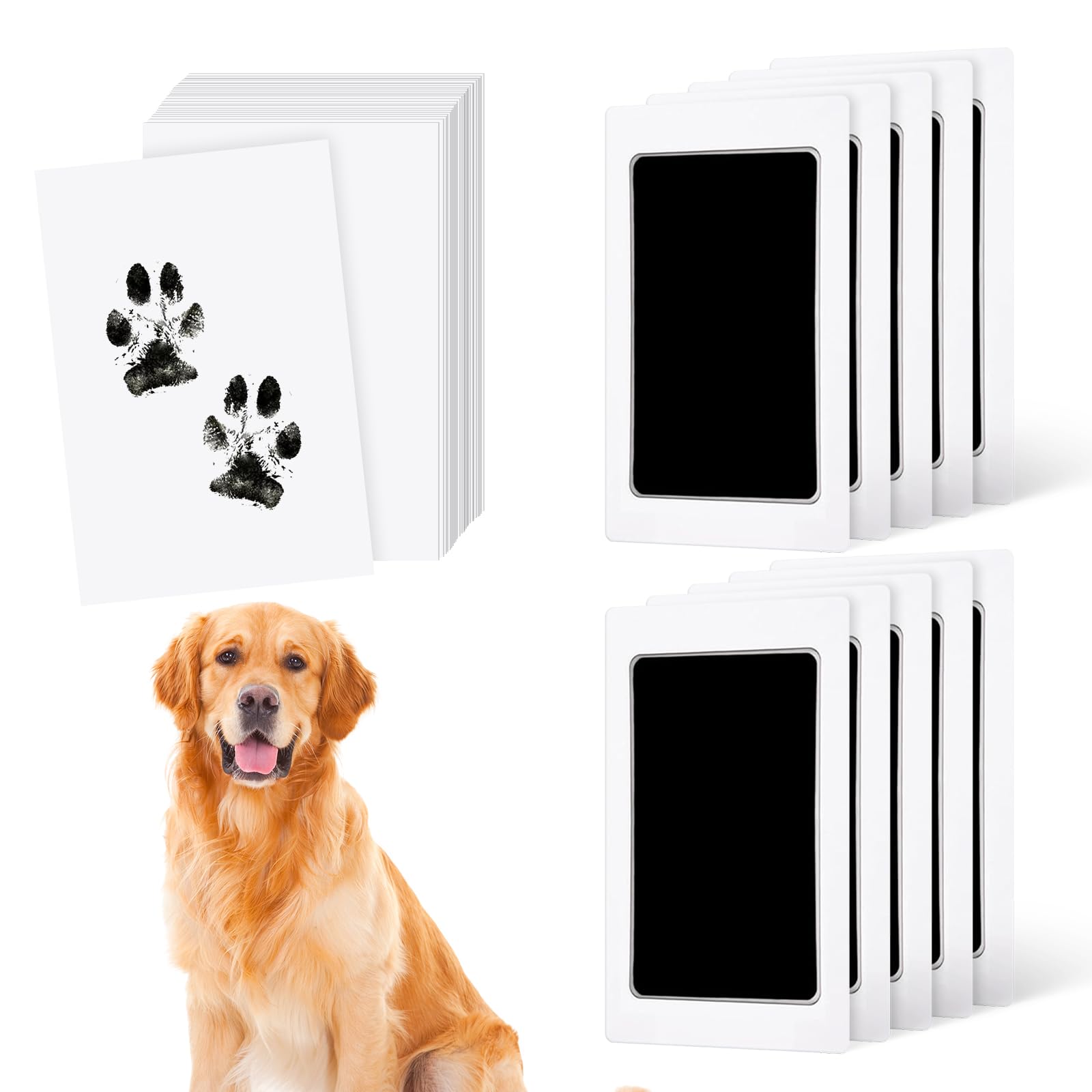 HDFCLUP Inkless Paw Print Kit,Mess-Free Paw Print Kit for Dogs Cat, 10 Inkless Print Pads, 20 Imprint Cards,Dog Nose Print Kit,Pet Paw Print Impression Kit Keepsake?4.7inch
