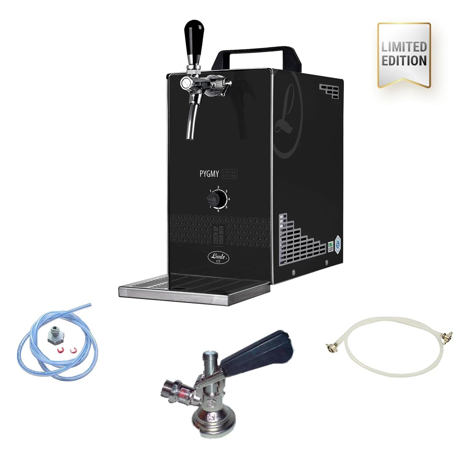 Set Completo, Dispensador de Cerveza, PYGMY 25/K Limited Edition dispensador portátil, 1 Grifo, 35 litros/Hora, Green Line, KEG:sin