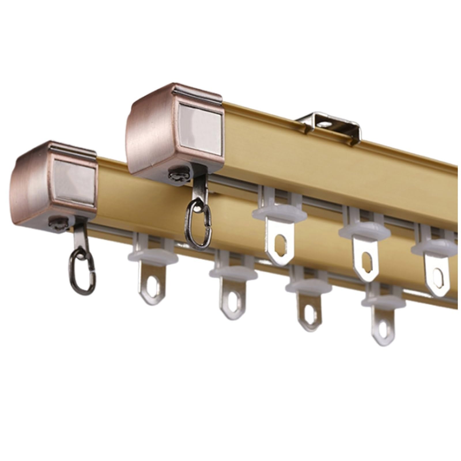 Aluminium Curtain Track, 100cm 200cm 300cm 500cm 600cm Double Curtain Rail, Heavy Duty Curtain Track System Set, For Room Divider (Color : E-Ceiling, Size : 90cm/3ft)