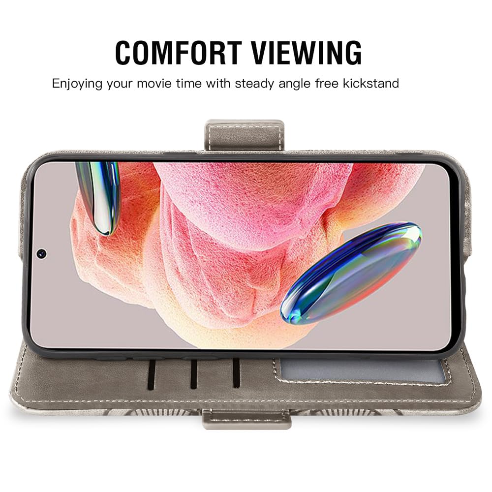 Custodia Portafoglio Asuwish Per Xiaomi Redmi Note 12 4G Con Pellicola E Catena - Motivo Floreale Viola