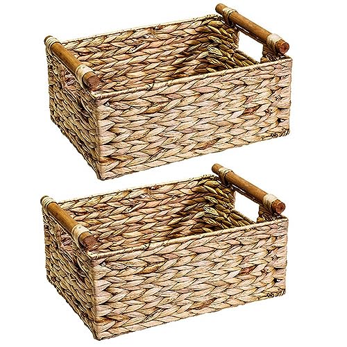 Panier en osier rectangulaire lot de 2 rangement jacinthe d'eau - 2