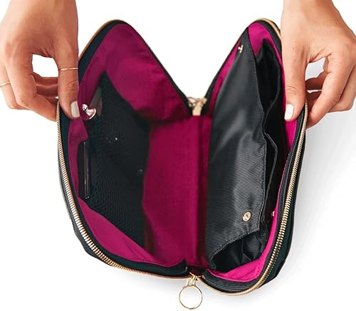Miniatura 4 de KUSSHI Bolsa de maquillaje diaria, Satin BlackPink, Bolsa de maquillaje lavable