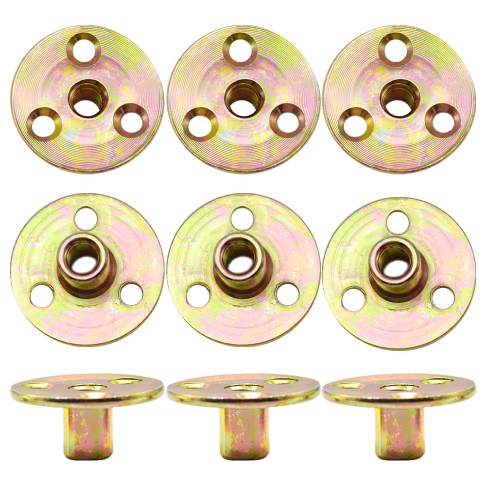 10 Pezzi Dado Flangiato a T M8 con Flangia Foro Bavato Round Base Screw in T Nut Fissaggio Della Flangia a Tre Fori per Elettrodomestici e,Mobili (M8/FLZ-LM)