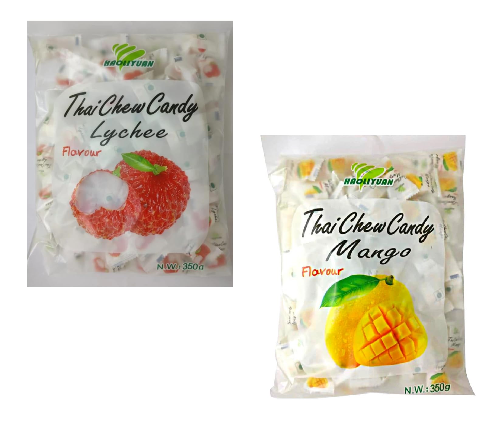 Thai Chew Lychee Candy and Thai Chew Mango Flavored Candy(2 * 350g)