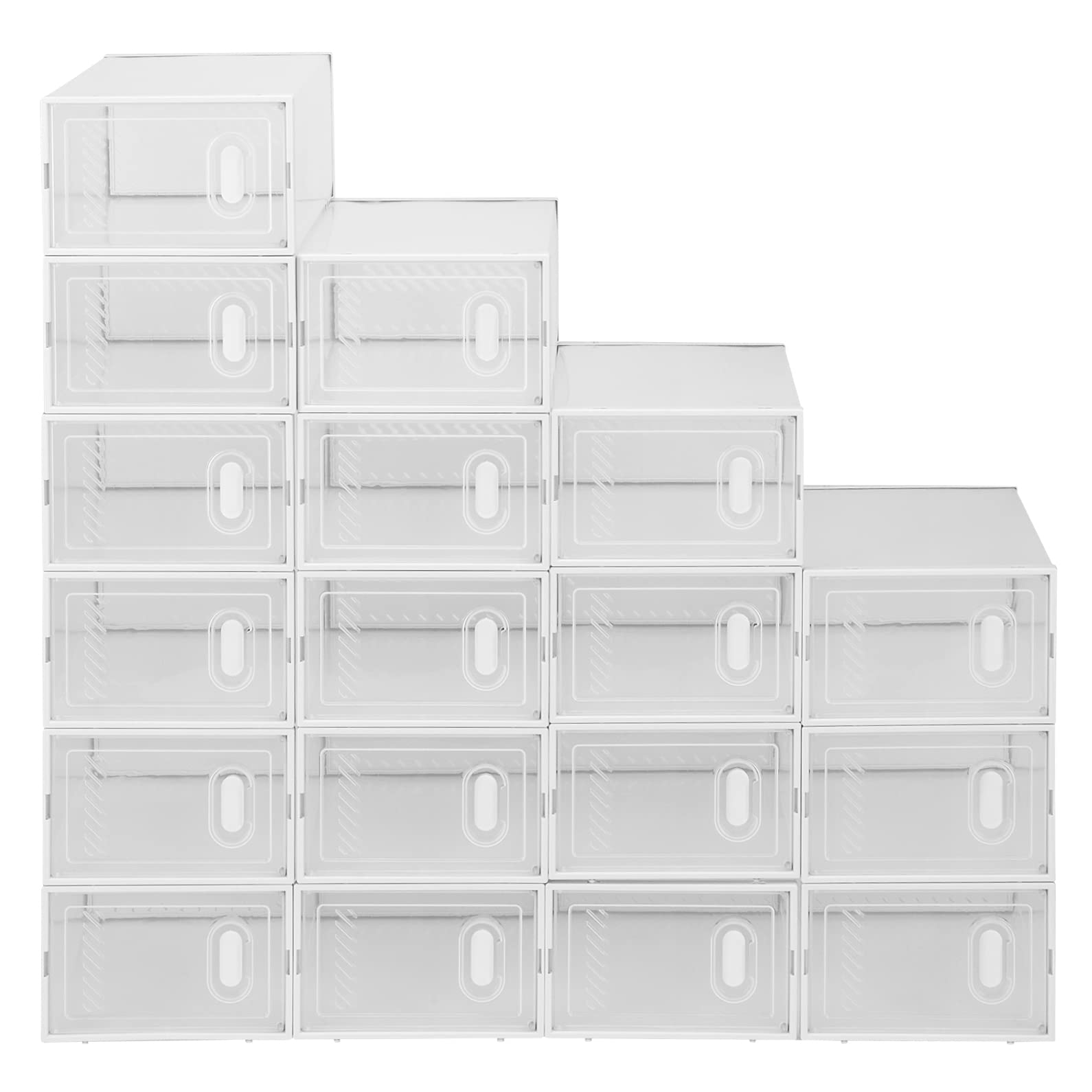 Lot de 18 boîtes à chaussures empilables transparentes avec couvercles, convient jusqu'à la taille 40 pour homme et femme