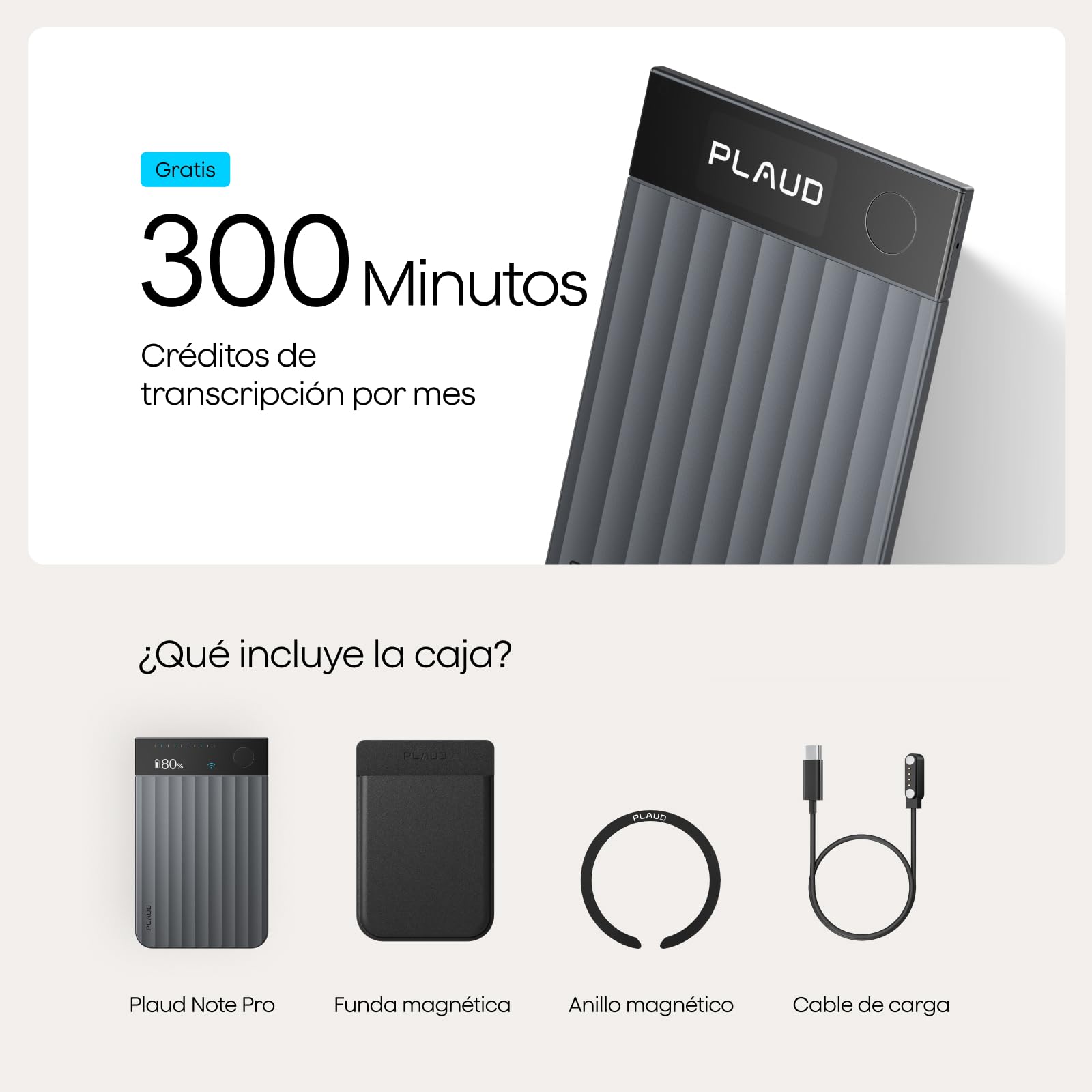 Plaud Note Pro Grabadora de Voz AI con Funda Transcripción IA Resúmenes Multidimensionales Grabación Dual Inteligente hasta 50 Horas Reuniones Llamadas Entrevistas Charlas Clases Teams