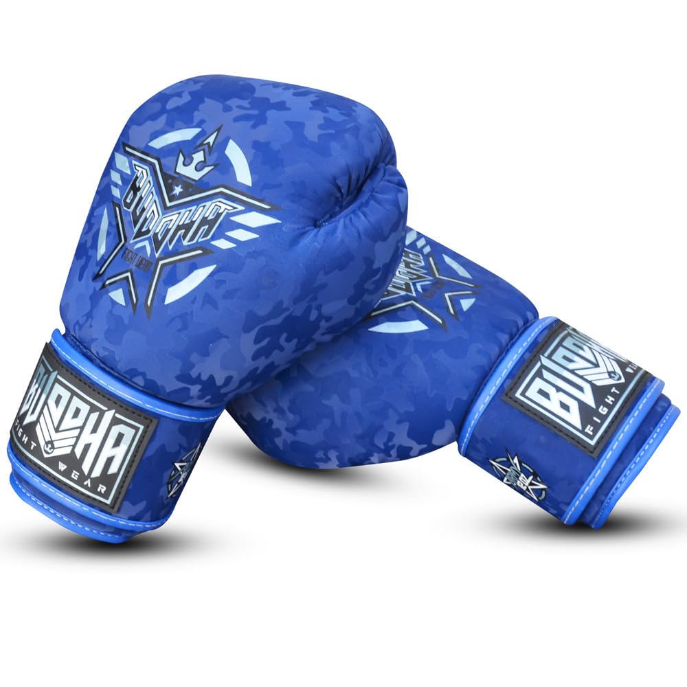 BUDDHA FIGHT WEAR - Guantes de Boxeo Thailand - Muay Thai - Kick Boxing - Piel Sintética Tejido Interior Resistente A Los Olores - Varios Diseños