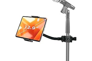 iPad Mic Stand Holder for Microphone Stand, Adjustable Music Stand Tablet Phone...