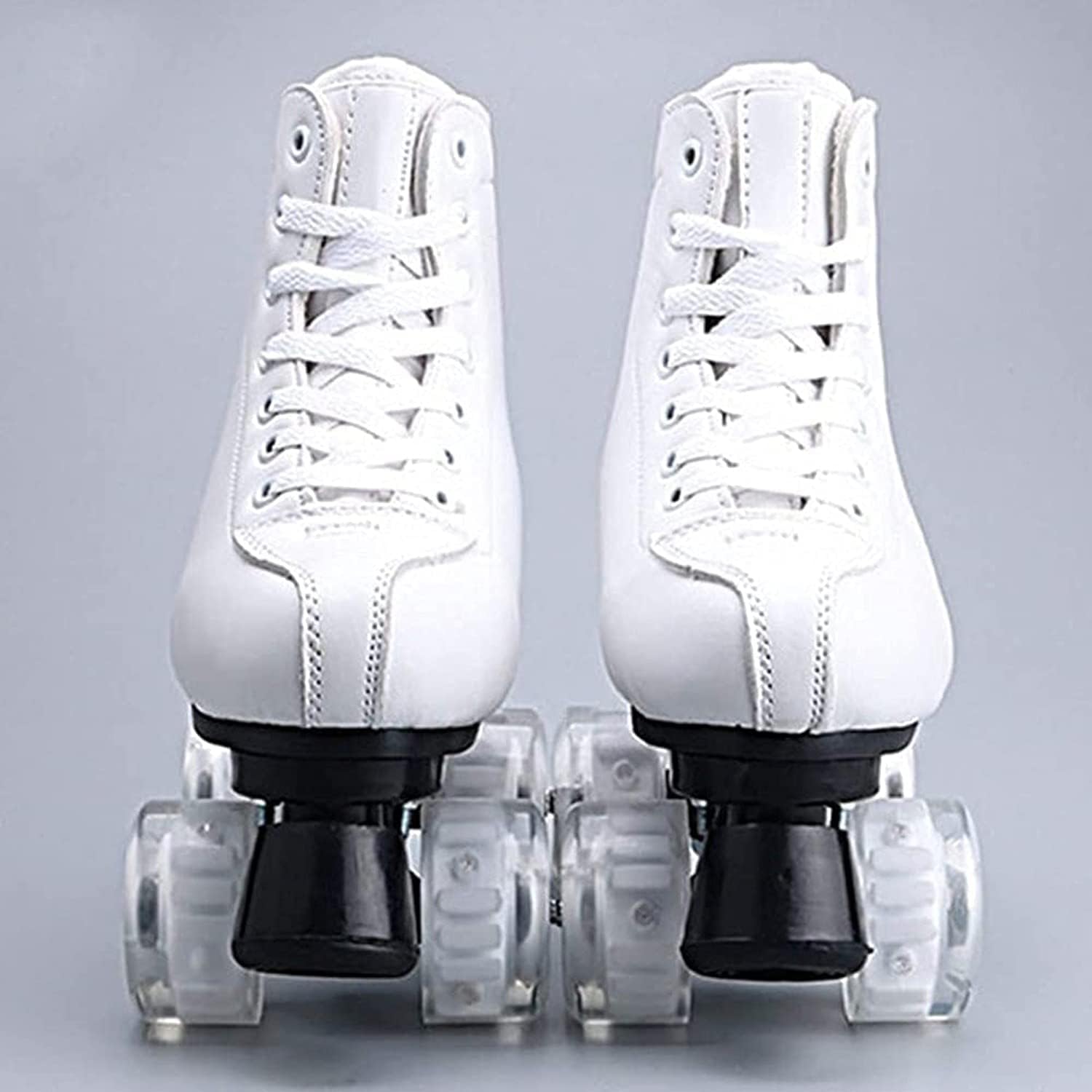 Patines, Patines De Doble Fila 4 Ruedas De Goma Blanca Patines Patines De Cuero Clásico Cuero PU Art-Top Patines De Interior para Mujer, A, 41