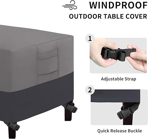 Miniatura 5 de Easy-Going Funda para mesa auxiliar de patio, pequeña para mesa rectangular para exteriores, resistente a los rayos UV, impermeable, para muebles de