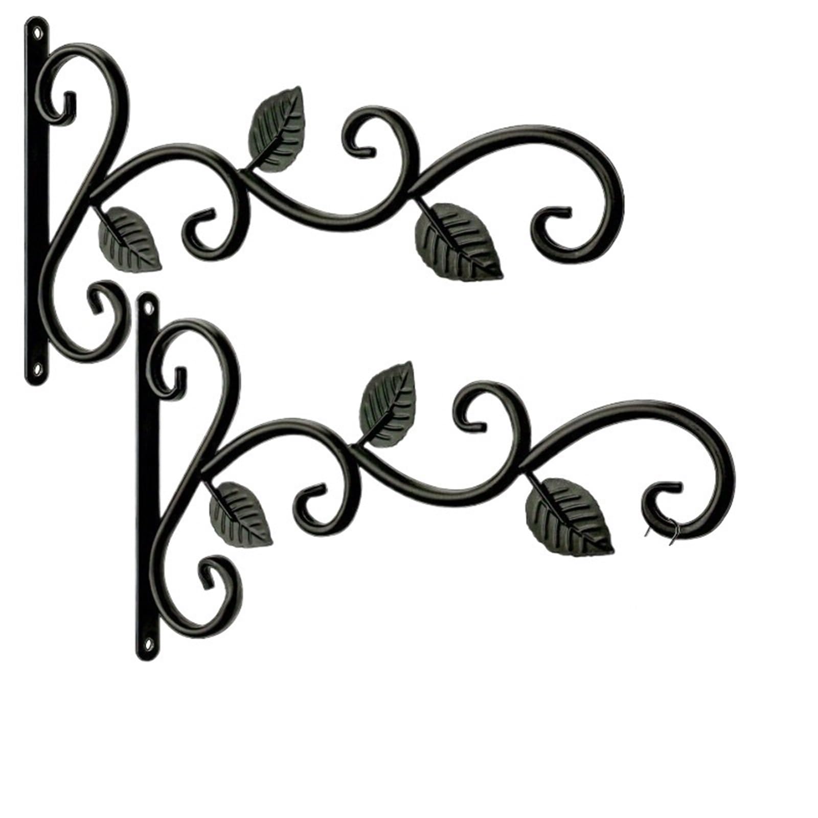 Huwoyg 2 Pcs Plant Hooks 2 Pcs Rustic Wrought Iron Wall Bracket Plant Hooks, Metal Hangers For Hanging Indoor Outdoor Plants, Flower Pots, Bird Feeders For Plants