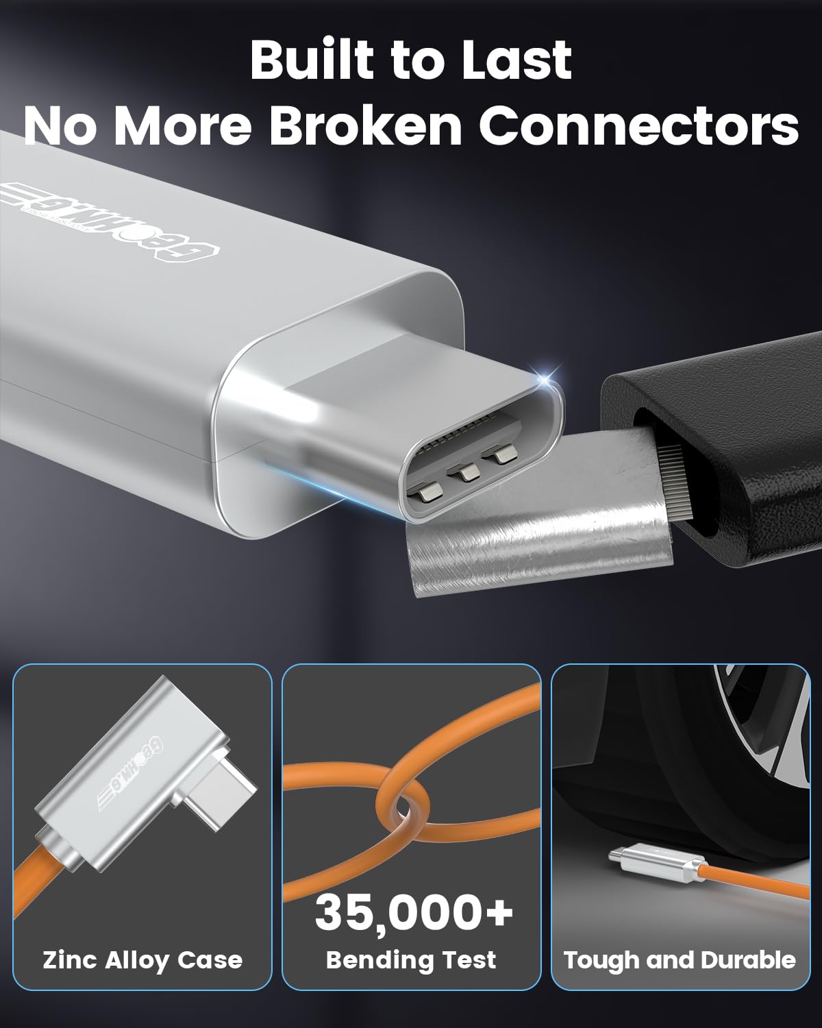 GeoHN.G Cavo USB C in fibra ottica ad angolo retto, 7,5 m