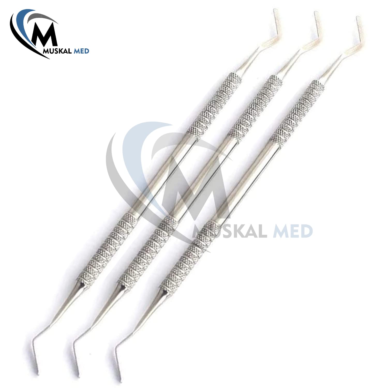 MuskalMed Professional Dental Carvers | Cement Spatula Stock Knife | Single Double End | Sculpting Wax Modeling Mixing | Lab Tools (Heidman Spatula Set of 3)