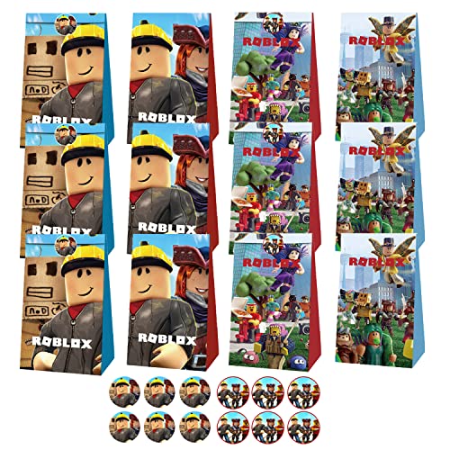 XRHOT Süßigkeiten Boxen Roblox 12 Stücke Roblox Kordelzug Party Tasche Roblox Geburtstag Kordelzug Partytüten Partybedarf Geschenktüte Süßigkeiten Schokolade Paket Cover