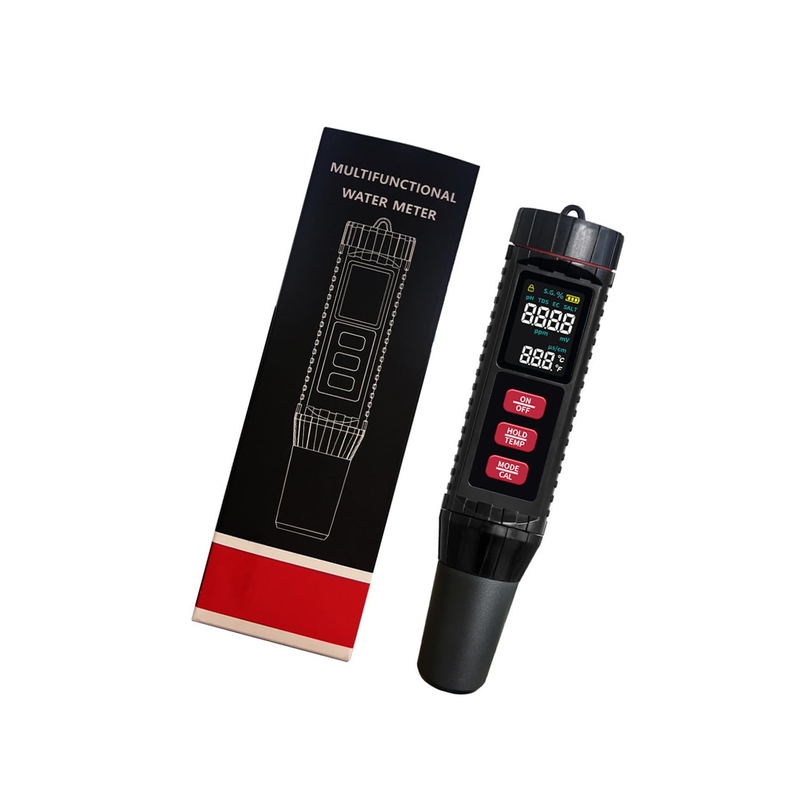 Water Testing Device Measures Salinity Temperature for Hydroponics Saltwater Pools Aquariums Multifunctional Hydroponics Tester