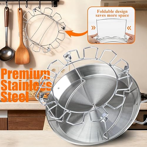 Miniatura 4 de Brocheta vertical Gyro Spit Pan con estante para patas de pollo para parrilla, soporte Shawarma de acero inoxidable de 13 pulgadas para horno,