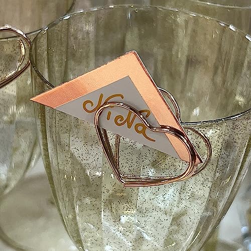 P&D Place Card Holders Heart Rose Gold Wedding Table Decoration Card Holders Hearts Pink Name Card Holder Table Decoration Rose Gold Antique Pink Shiny Pack of 10 - Image 3