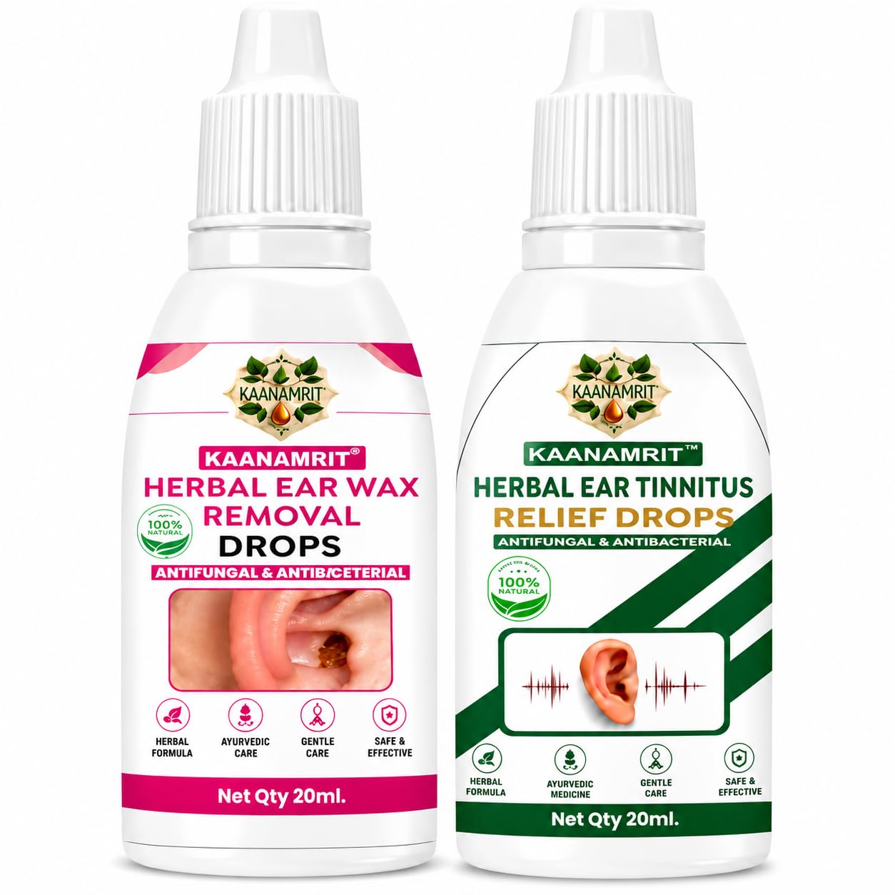 Herbal Ear Care Combo Pack | Ear Wax Removal Drops + Ear Tinnitus Relief Drops | Wax, Ringing & Buzzing Support | Ayurvedic Antifungal & Antibacterial Ear Drops | Pack of 2, 20ml Each-image-29