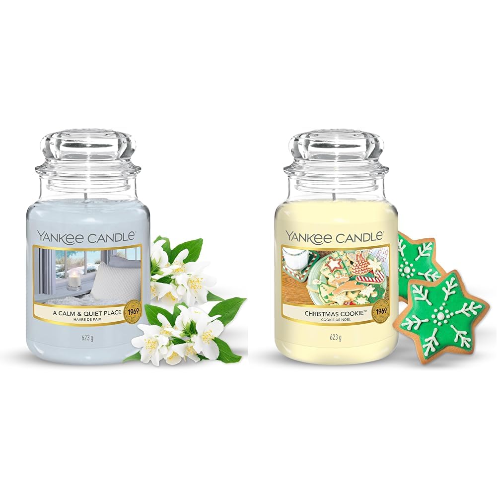 Yankee Candle große Duftkerze im Glas, A Calm and Quiet Place, Brenndauer bis zu 150 Stunden & Duftkerze im großen Jar, Christmas Cookie, Brenndauer bis zu 150 Stunden
