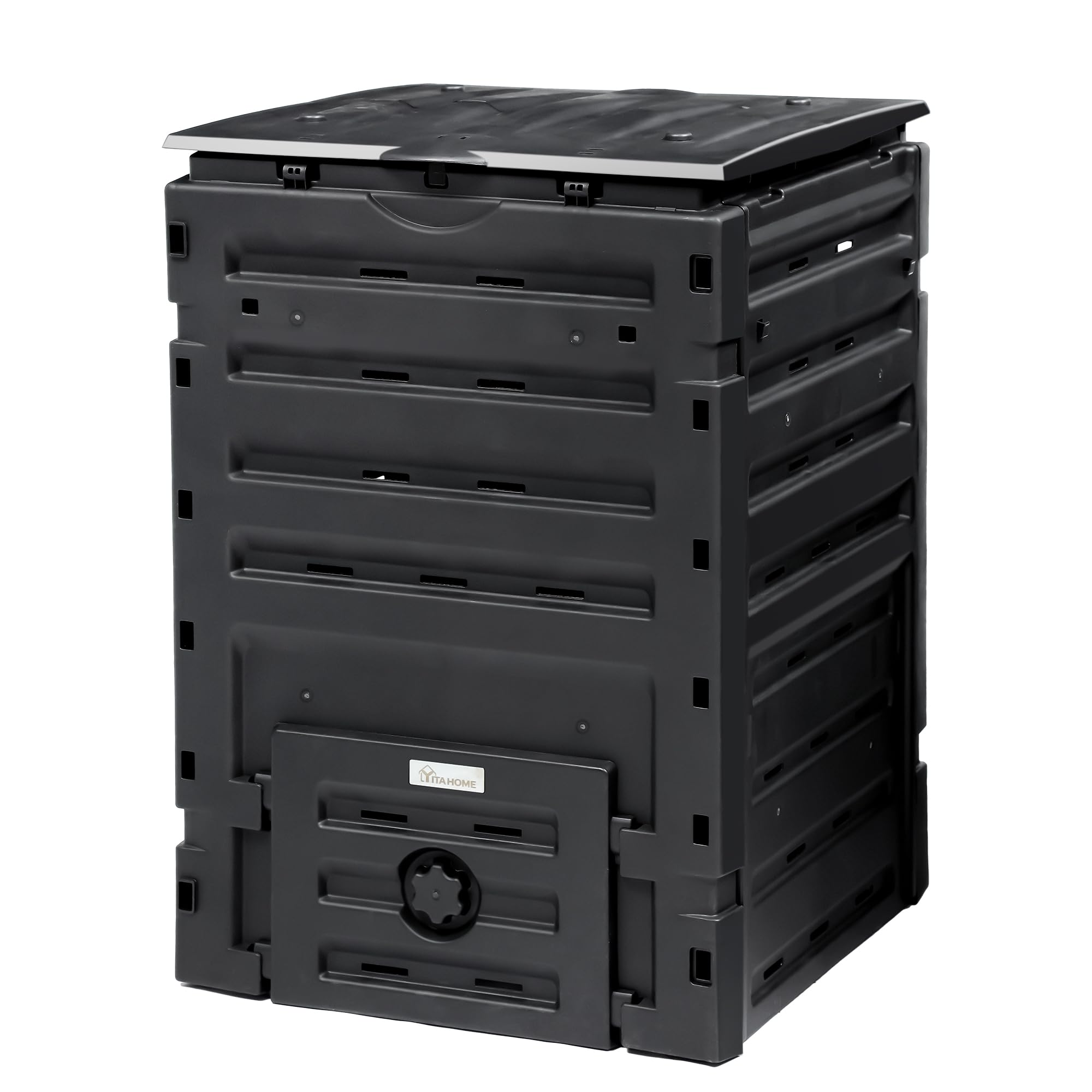 YITAHOME 120 Gallon (450L) Large Outdoor Compost Bin, Composter Box with Snap-on Top Lid and Aeration System, Lightweight Garden Compost Barrel Tumbler, Easy AssemblyGlobal Recycled StandardGlobal Recycled StandardGlobal Recycled Standard